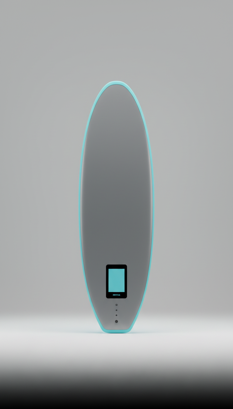 Minimalist Electric Surfboard Steel Grey with Sky Blue Accent